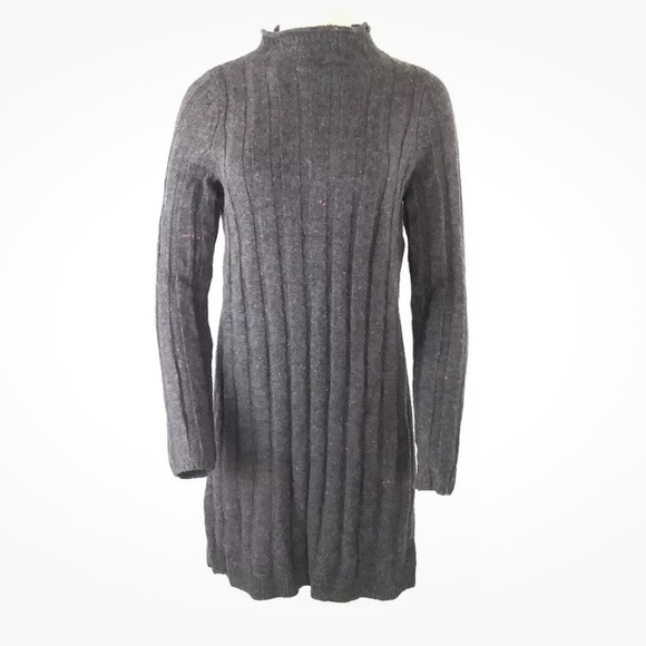 Madewell Sz S Donegal Mock Neck Sweater Dress Charcoal Gray Wool Acrylic - Picture 3 of 8